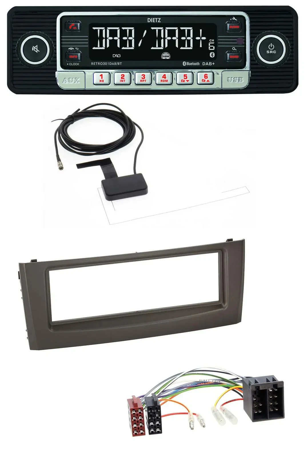 Dietz DAB Bluetooth USB MP3 Autoradio für Fiat Grande Punto Punto ab 05 schwarz