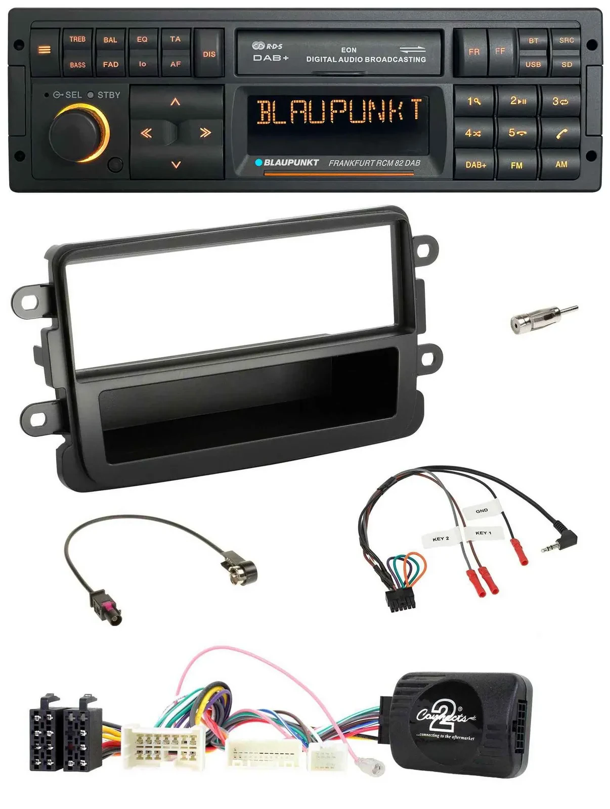 Blaupunkt USB DAB SD Lenkrad Bluetooth Autoradio für Dacia ab 2012 schwarz