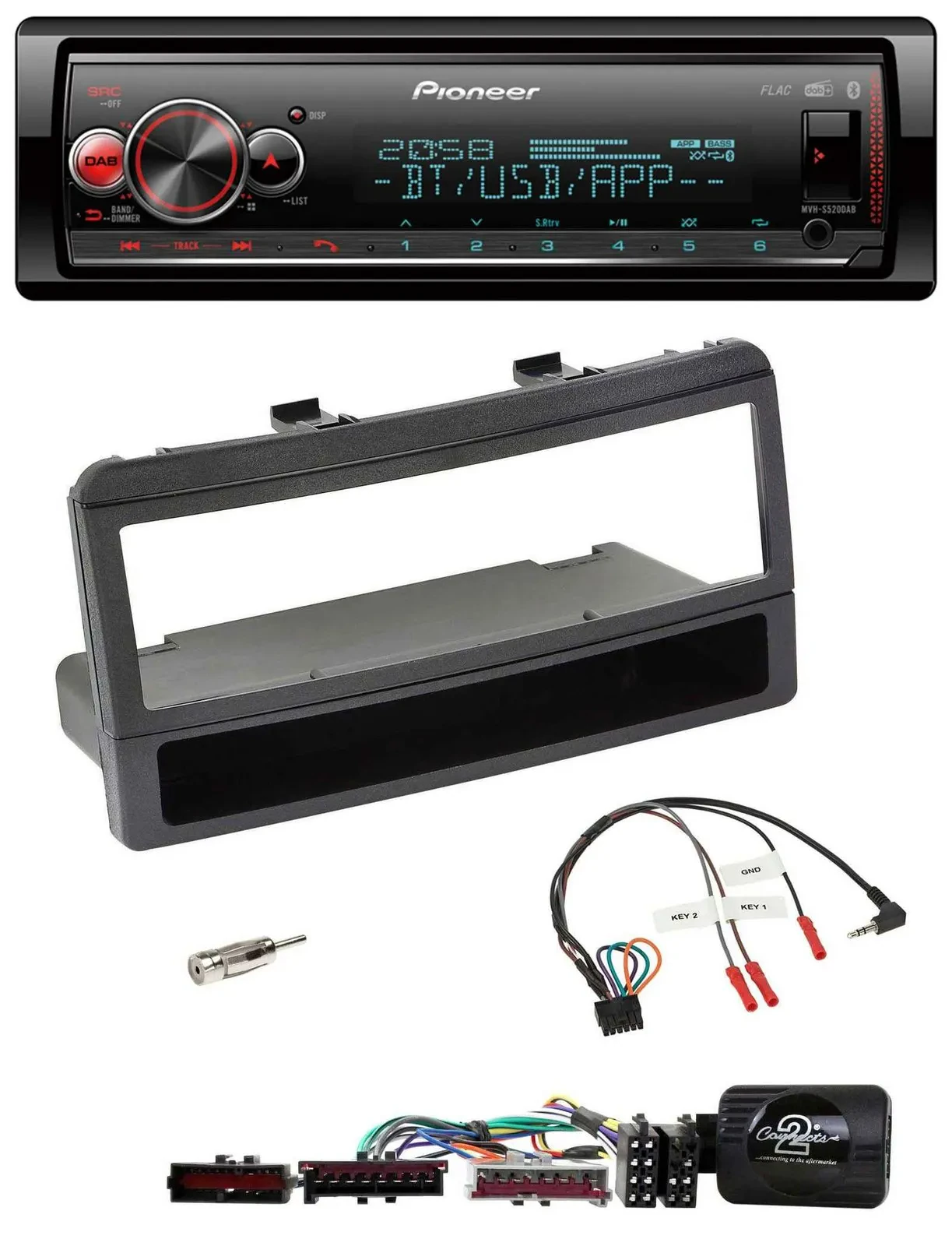 Pioneer Bluetooth USB Lenkrad DAB Autoradio für Ford Mondeo 00-02 schwarz Ablage