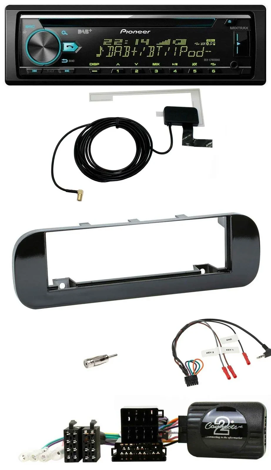 Pioneer MP3 Lenkrad CD USB DAB Autoradio für Fiat Panda 12-20 schwarz glänzend