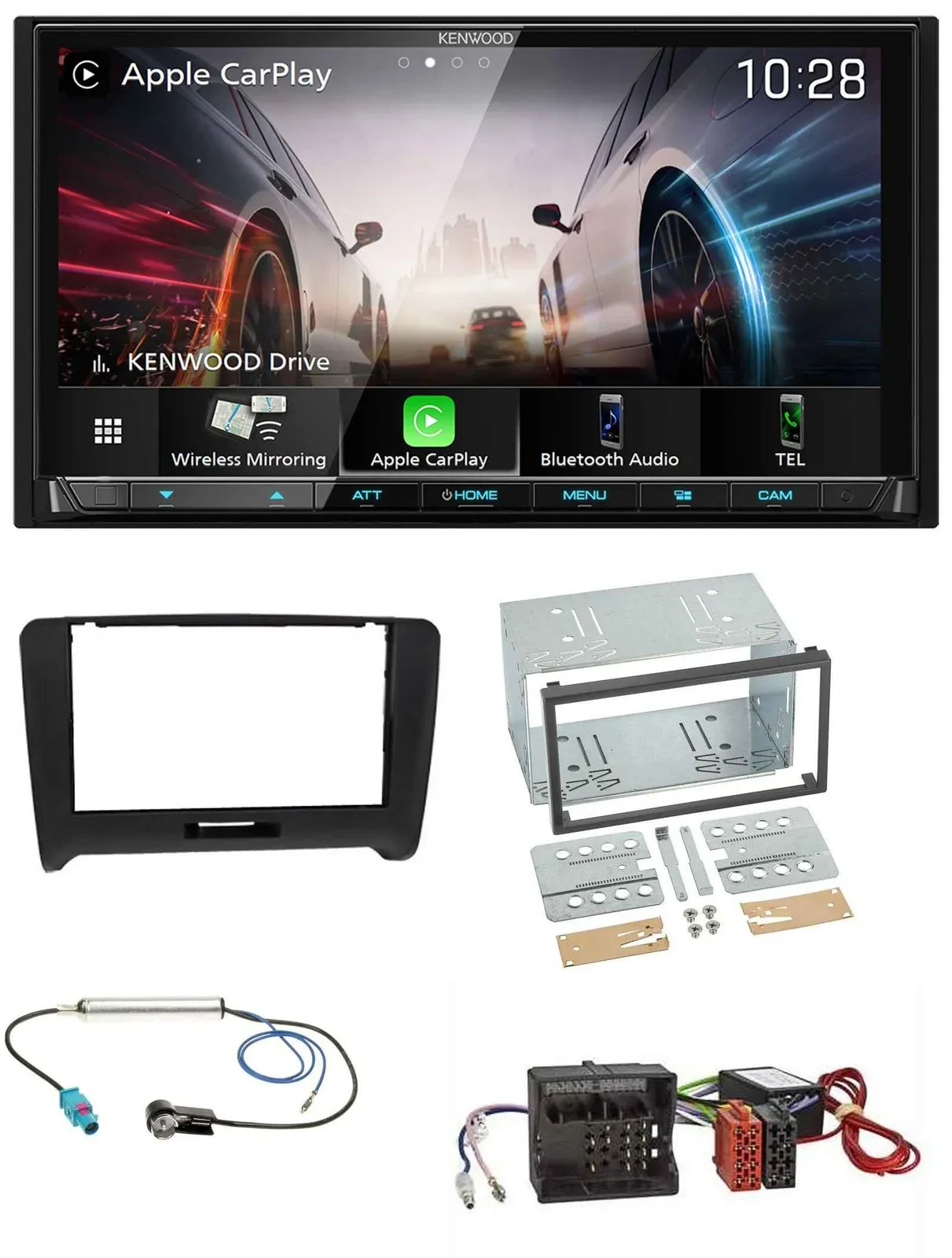 Kenwood MP3 2DIN USB DAB Bluetooth Autoradio für Audi TT 06-14 Aktivsystem Quadl