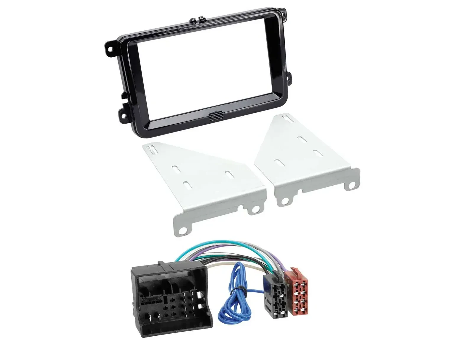 Einbauset Doppel DIN Autoradio für VW T6 2015-2019 Klavierlack schwarz