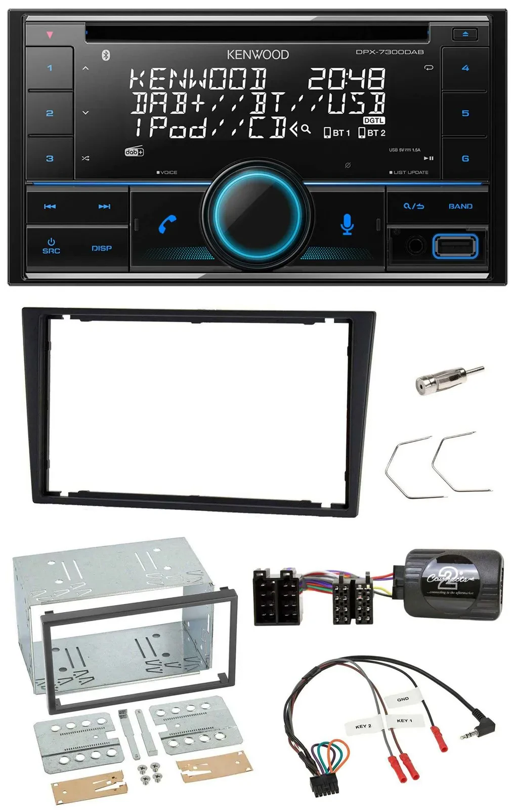 Kenwood CD 2DIN DAB USB Lenkrad Bluetooth Autoradio für Opel Corsa C Vectra C ch