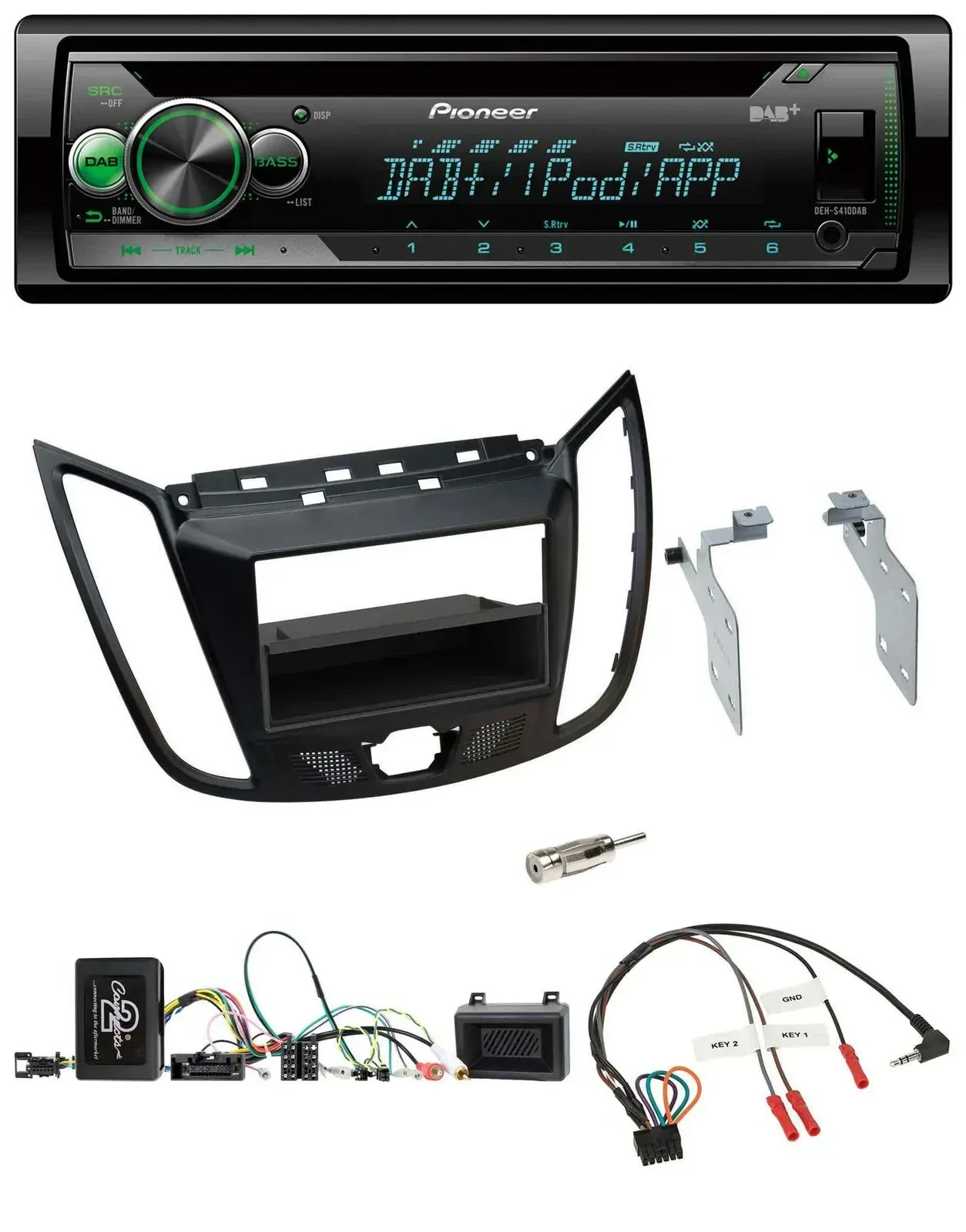 Автомагнитола Pioneer USB MP3 DAB CD для Ford C‑Max/Kuga, матовый черный