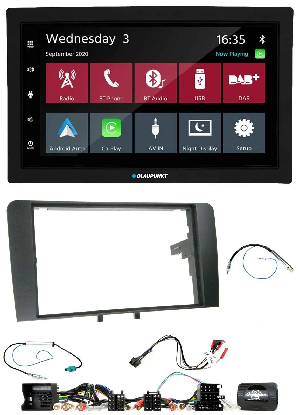 Blaupunkt 2DIN Lenkrad USB Bluetooth DAB Autoradio für Audi A3 8P 2003-2012 Akti