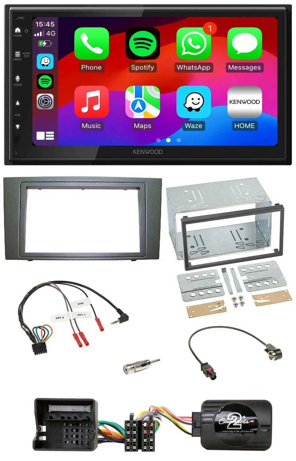 Автомагнитола Kenwood 2 DIN, USB, DAB, Bluetooth, для Ford Mondeo 2003–2007, чёрная