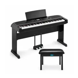 Yamaha DGX670 88-Key Portable Grand Piano Bundle (Black)