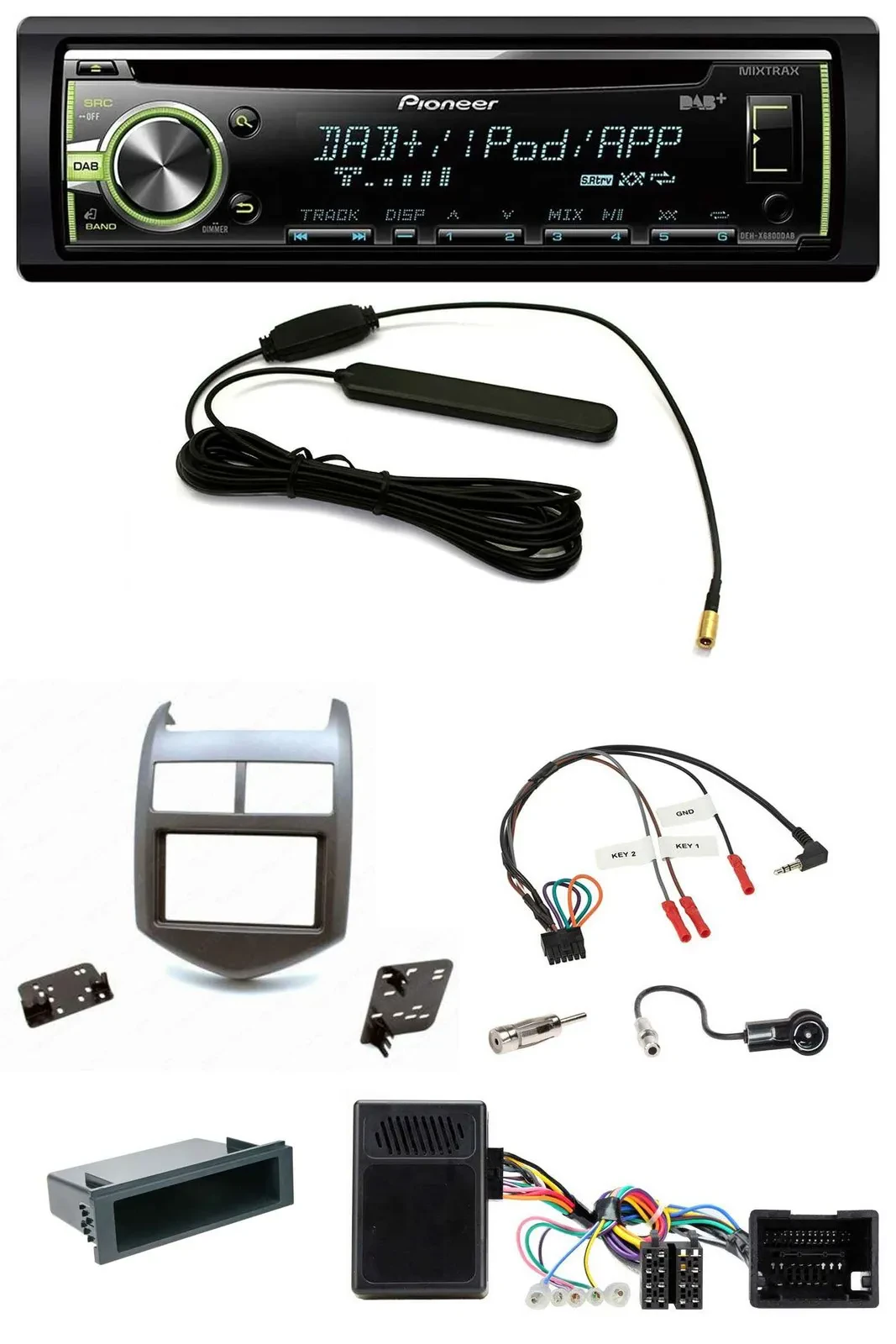 Автомагнитола для Chevrolet Aveo (с 2011) Pioneer MP3, USB, CD, DAB, темно-серый металлик