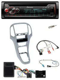 Автомагнитола для Opel Astra J (2009–2016) Pioneer DAB, CD, Bluetooth, USB, поддержка управления на руле, платиново-серебристая