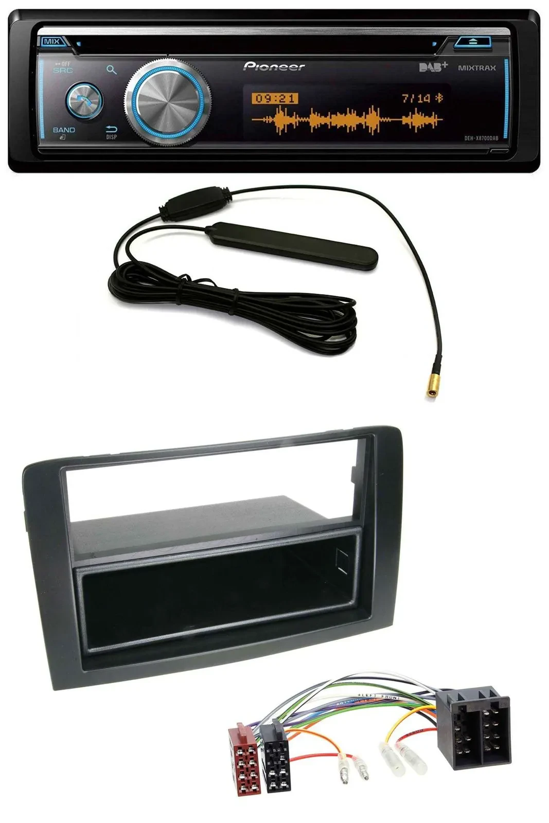 Автомагнитола Pioneer CD/USB/Bluetooth/DAB/MP3 для Fiat Idea (350, 2003–2011) черная