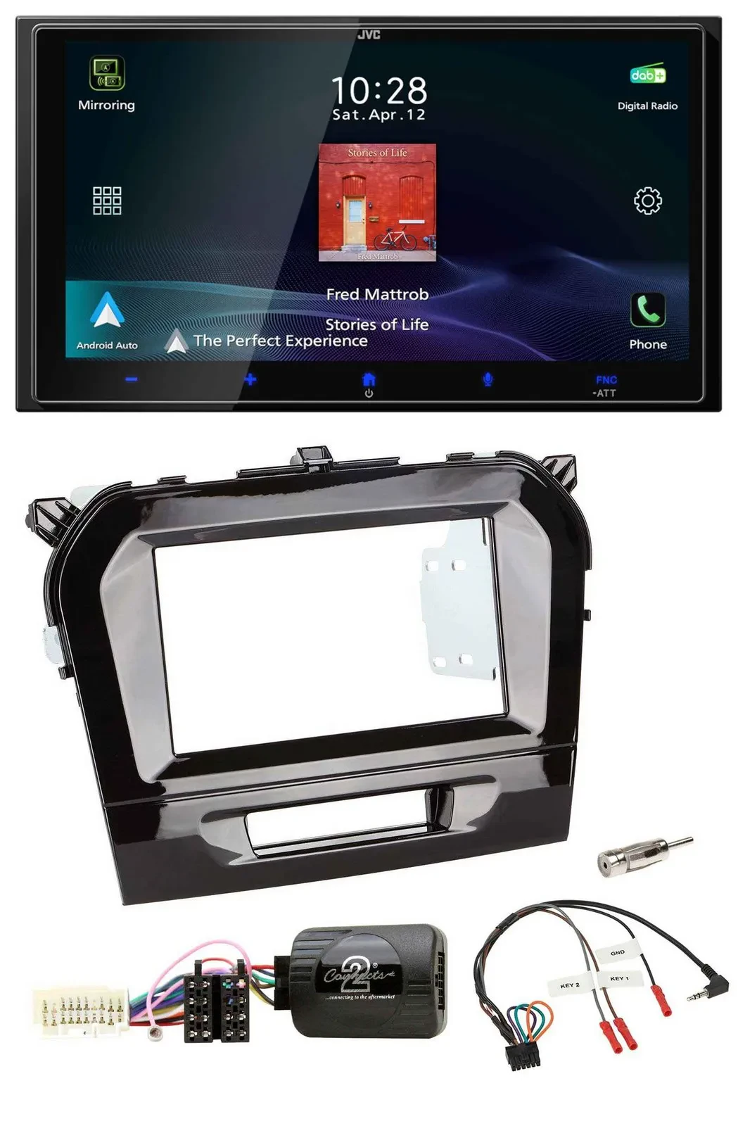 JVC USB Bluetooth 2DIN DAB Lenkrad Autoradio für Suzuki Vitara ab 2015