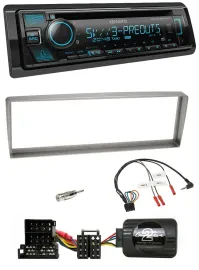 Автомагнитола для Alfa Romeo 156 (с 2003) Kenwood Bluetooth, USB, CD, DAB, серебристая, поддержка кнопок на руле