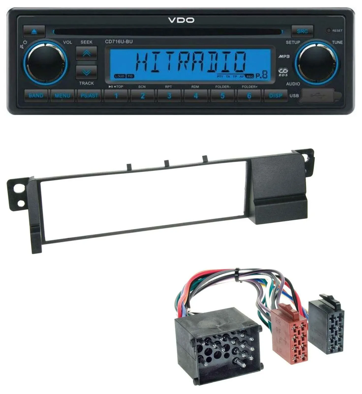 VDO AUX MP3 1DIN CD USB Autoradio für BMW 3er E46 (Rundpin, ab 1998)