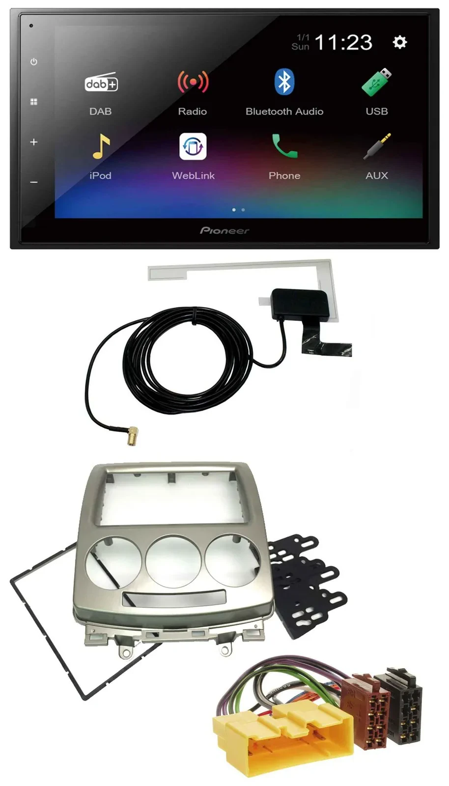 Pioneer DAB MP3 Bluetooth 2DIN USB Autoradio für Mazda 5 (CR, 2005-2010)