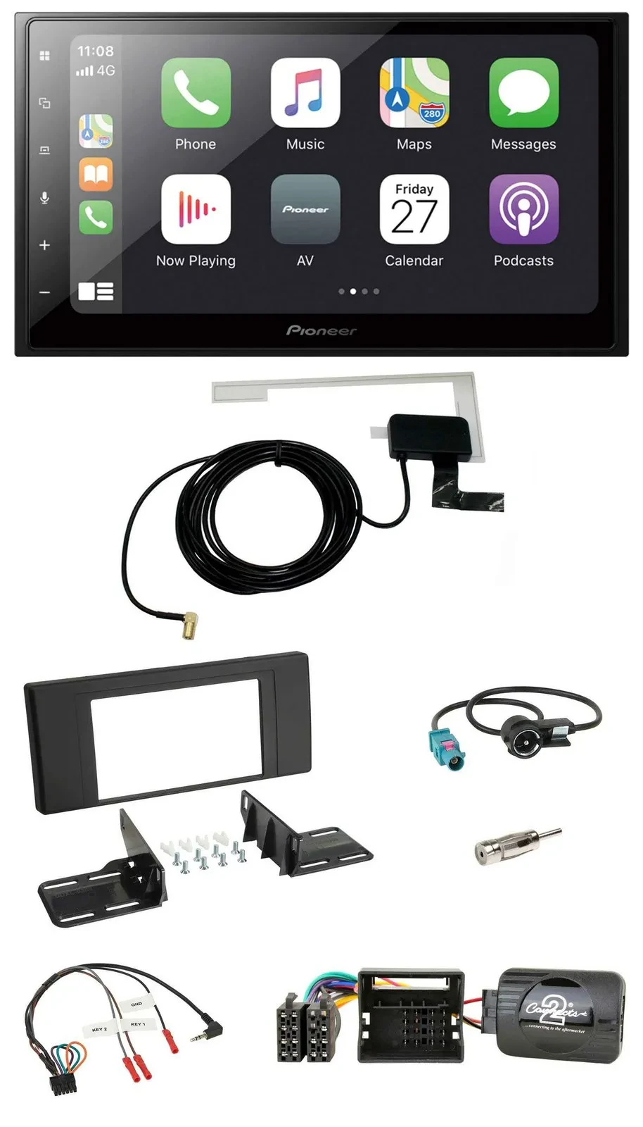 Pioneer USB Lenkrad 2DIN Bluetooth DAB Autoradio für BMW X5 E53 2000-2006