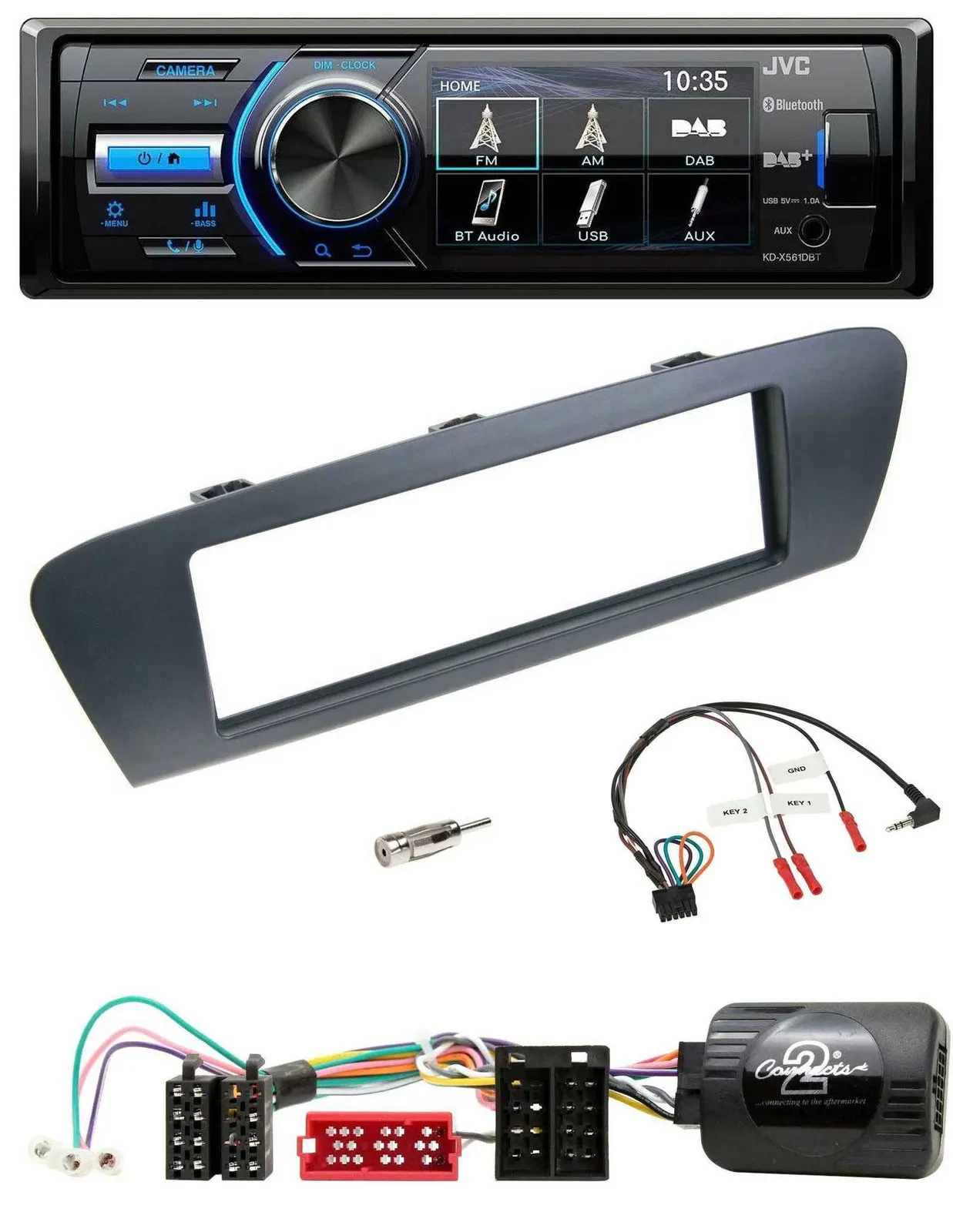 JVC Bluetooth Lenkrad USB DAB Autoradio für Renault Grand Scenic ISO ab 2009 Sce