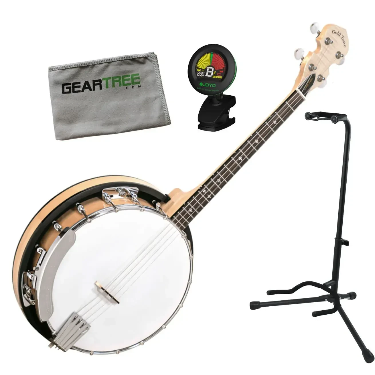 Gold Tone Cripple Creek Irish Tenor Banjo w/ Tuner, Stand, and Polish Cloth