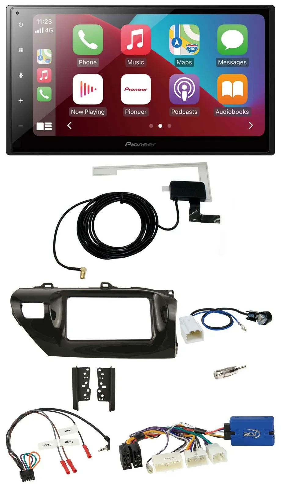 Pioneer USB Bluetooth DAB Lenkrad 2DIN Autoradio für Toyota Hilux 2015-2020