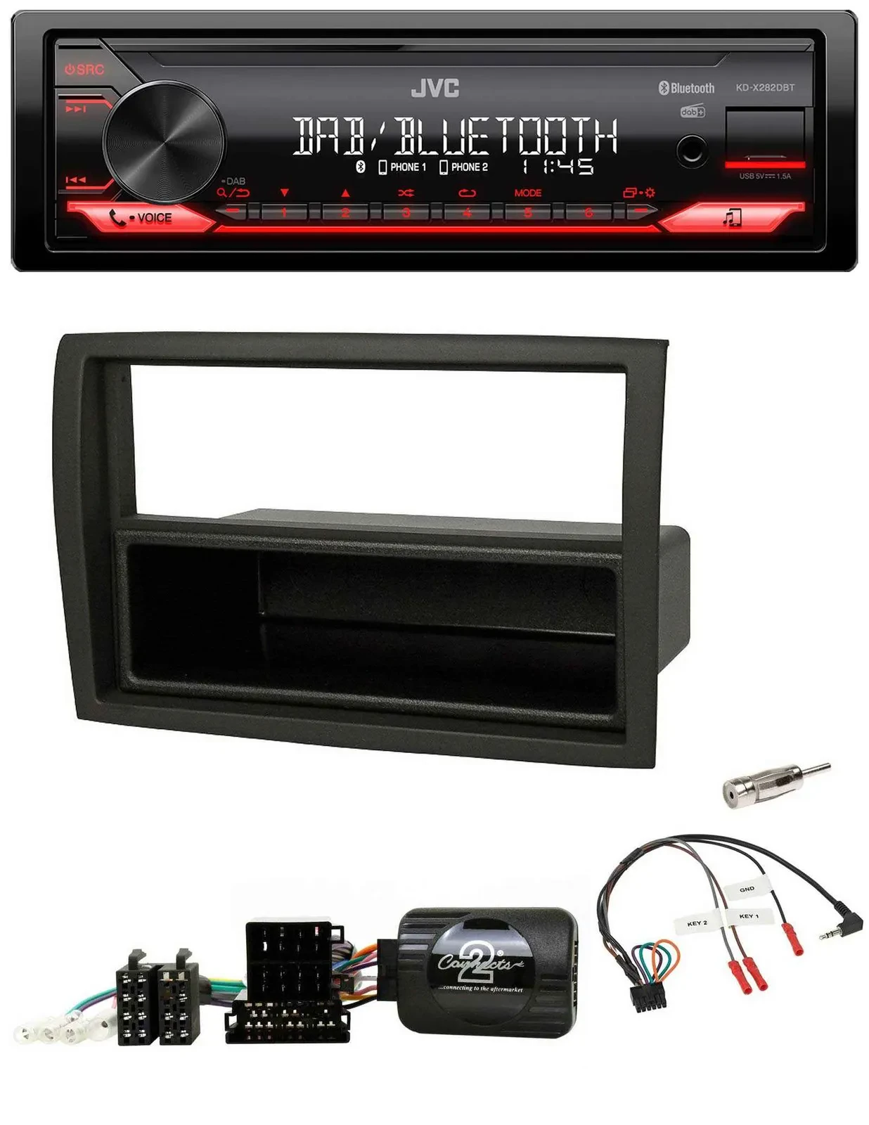 JVC Bluetooth USB DAB Lenkrad Autoradio für Fiat Ducato 2012-15 schwarz