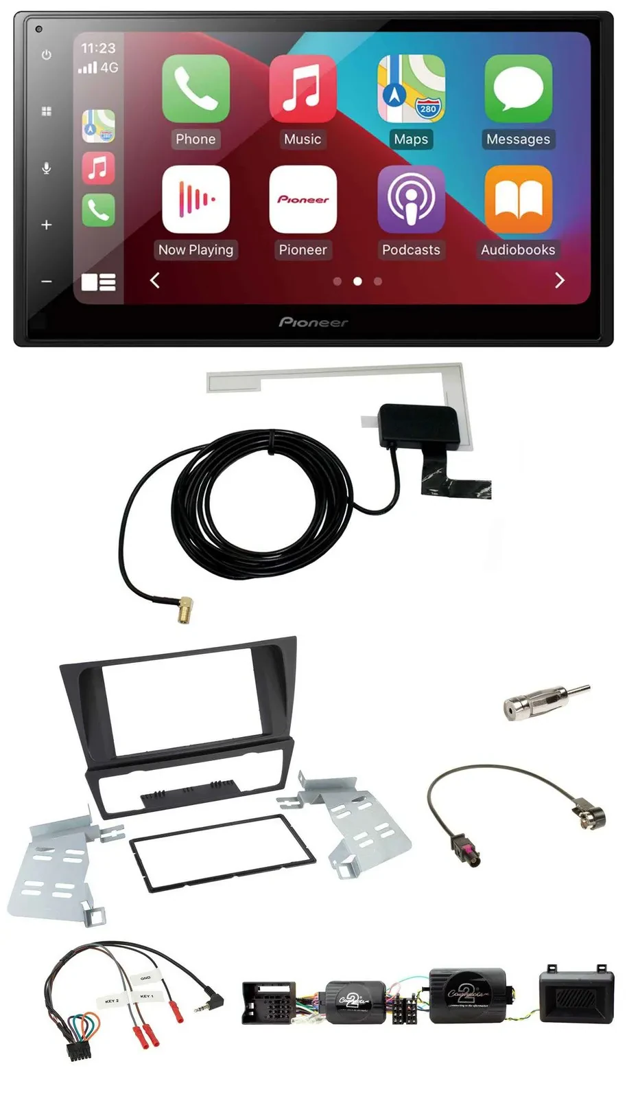 Автомагнитола для BMW 3 Series E90/E91/E92/E93 Pioneer 2DIN, USB, Bluetooth, DAB, поддержка управления на руле, поддержка PDC