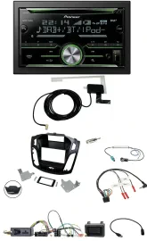 Автомагнитола для Ford Focus 2014–2018 Pioneer 2DIN, CD, USB, Bluetooth, DAB, совместима с кнопками на руле