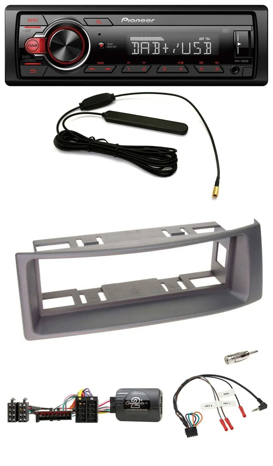 Автомагнитола Pioneer DAB, MP3, 1 DIN, USB, для Renault Megane/Scenic 1996–2000, антрацит, совместимая с кнопками на руле