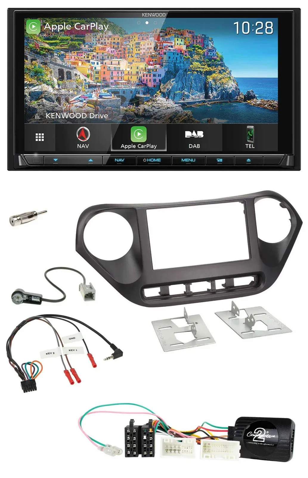 Автомагнитола Kenwood 2DIN Bluetooth USB TMC DAB навигация для Hyundai i10 (с 2014)