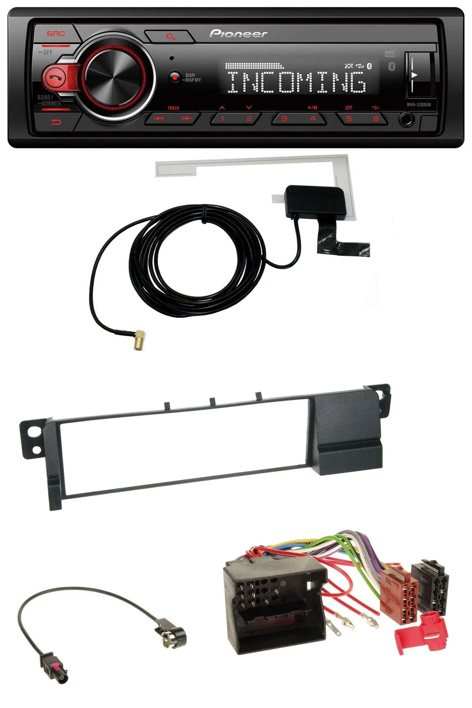 Pioneer USB MP3 DAB Bluetooth Autoradio für BMW 3er E46 (Quadlock)