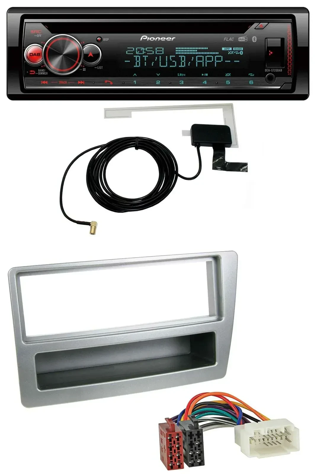 Автомагнитола для Honda Civic 2004–2006 Pioneer DAB, CD, MP3, USB, Bluetooth, серебристая