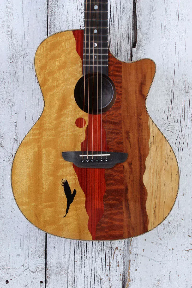 Luna Vista Eagle Grand Concert Cutaway Acoustic Electric Guitar w Hardshell Case