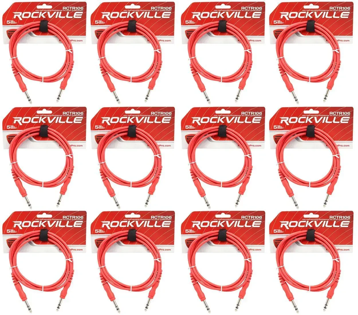 Коммутационный кабель Rockville RCTR106R Red 1.8 м (12 штук)