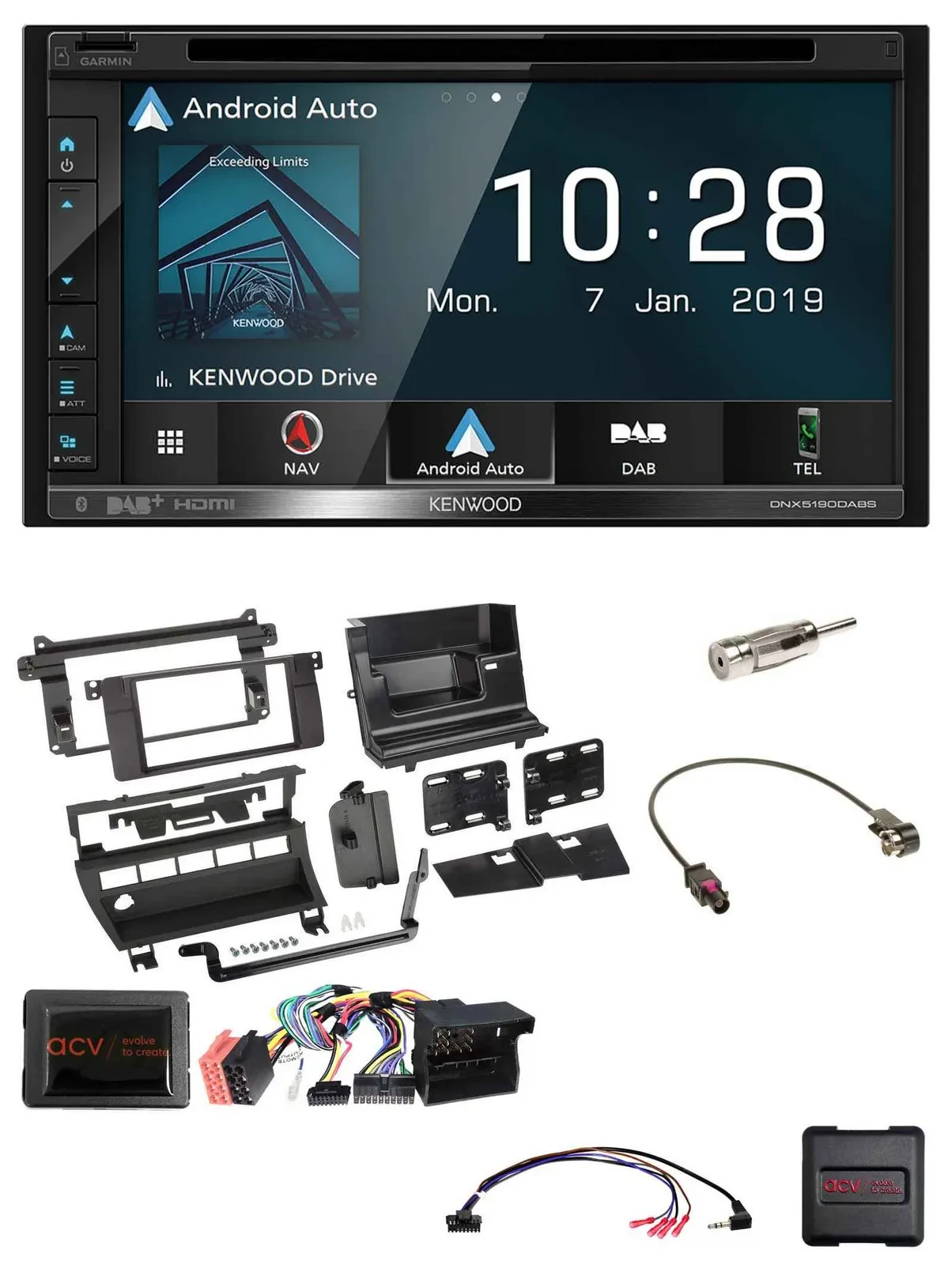 Автомагнитола для BMW 3 Series E46 (2002–2006) Kenwood 2DIN DAB TMC USB Bluetooth с навигацией и поддержкой управления с руля