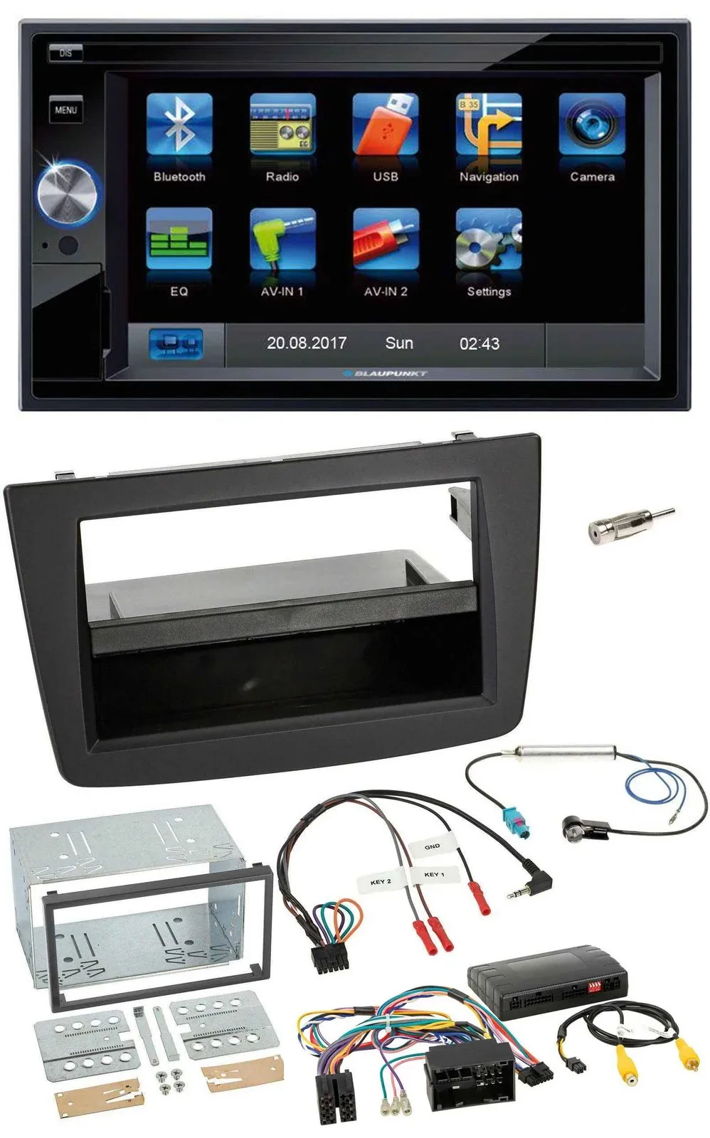 Blaupunkt Lenkrad USB Bluetooth TMC 2DIN Navigation für Alfa Romeo Mito 14-18 In