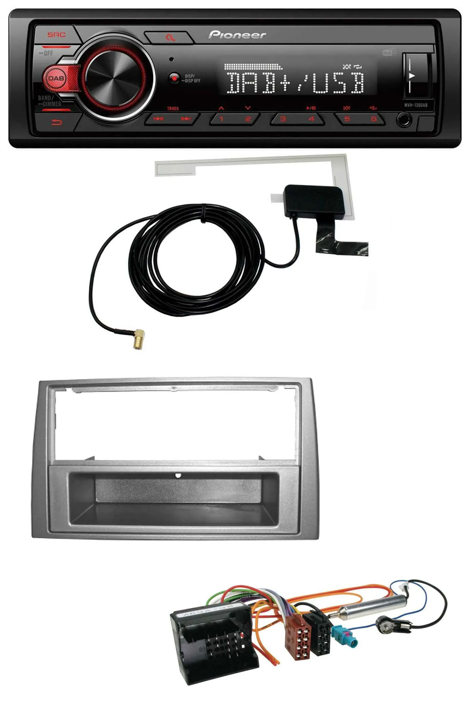 Автомагнитола Pioneer 1DIN MP3 DAB USB AUX для Peugeot 308 (2007–2009) темно-серый