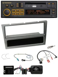 Автомагнитола для Opel Corsa C (2004–2006) Pioneer DAB, USB, Bluetooth, совместимая с управлением на руле, алюминий