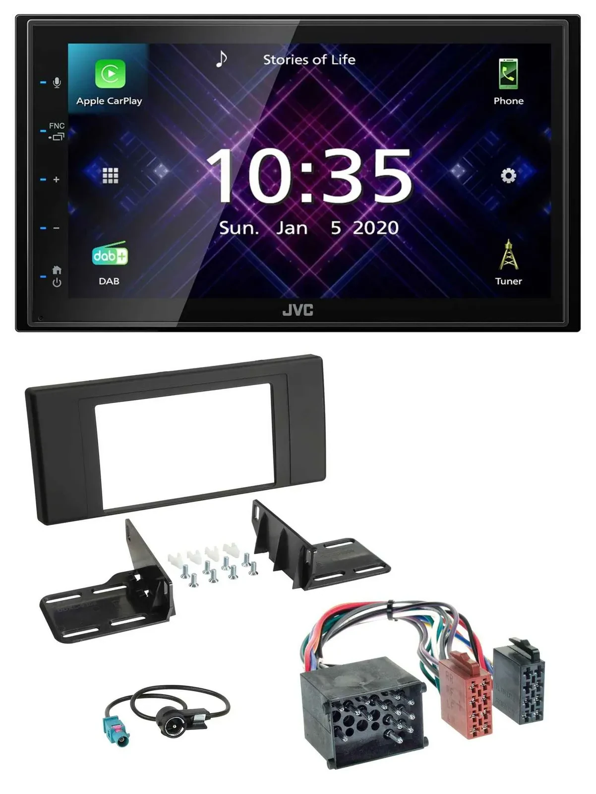 Автомагнитола JVC 2 DIN, DAB, MP3, Bluetooth, USB, для BMW X5 (E53, 2000–2002)