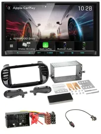 Автомагнитола для Fiat 500 Kenwood 2-DIN USB DAB Bluetooth, черная