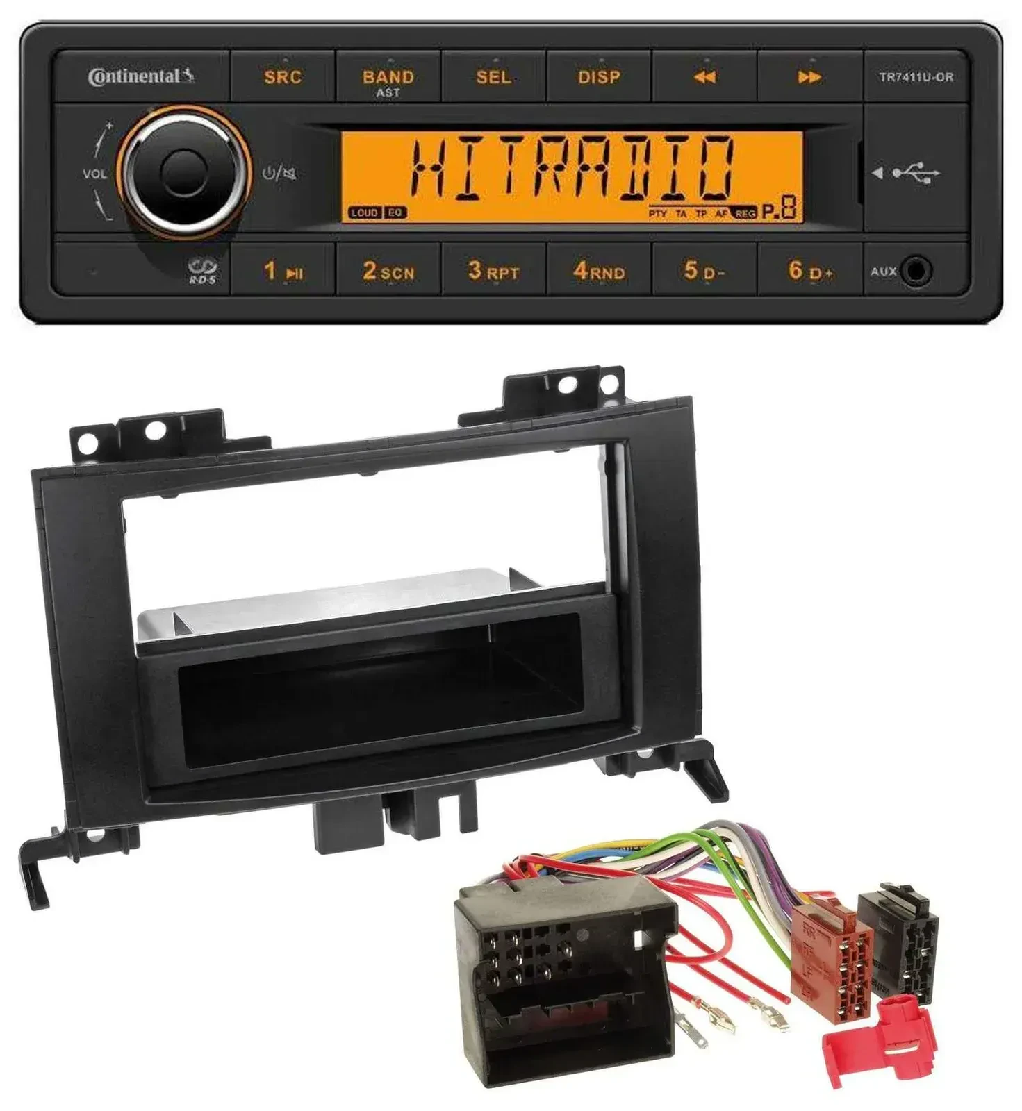 Continental 1DIN USB AUX MP3 Autoradio für Mercedes Sprinter ab 06 Rubbertouch
