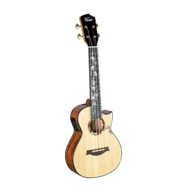 Konzertukulele Cutaway, Massiv Fichte, Mahagoni, 19 Bünde, Hochglanz, Abalone