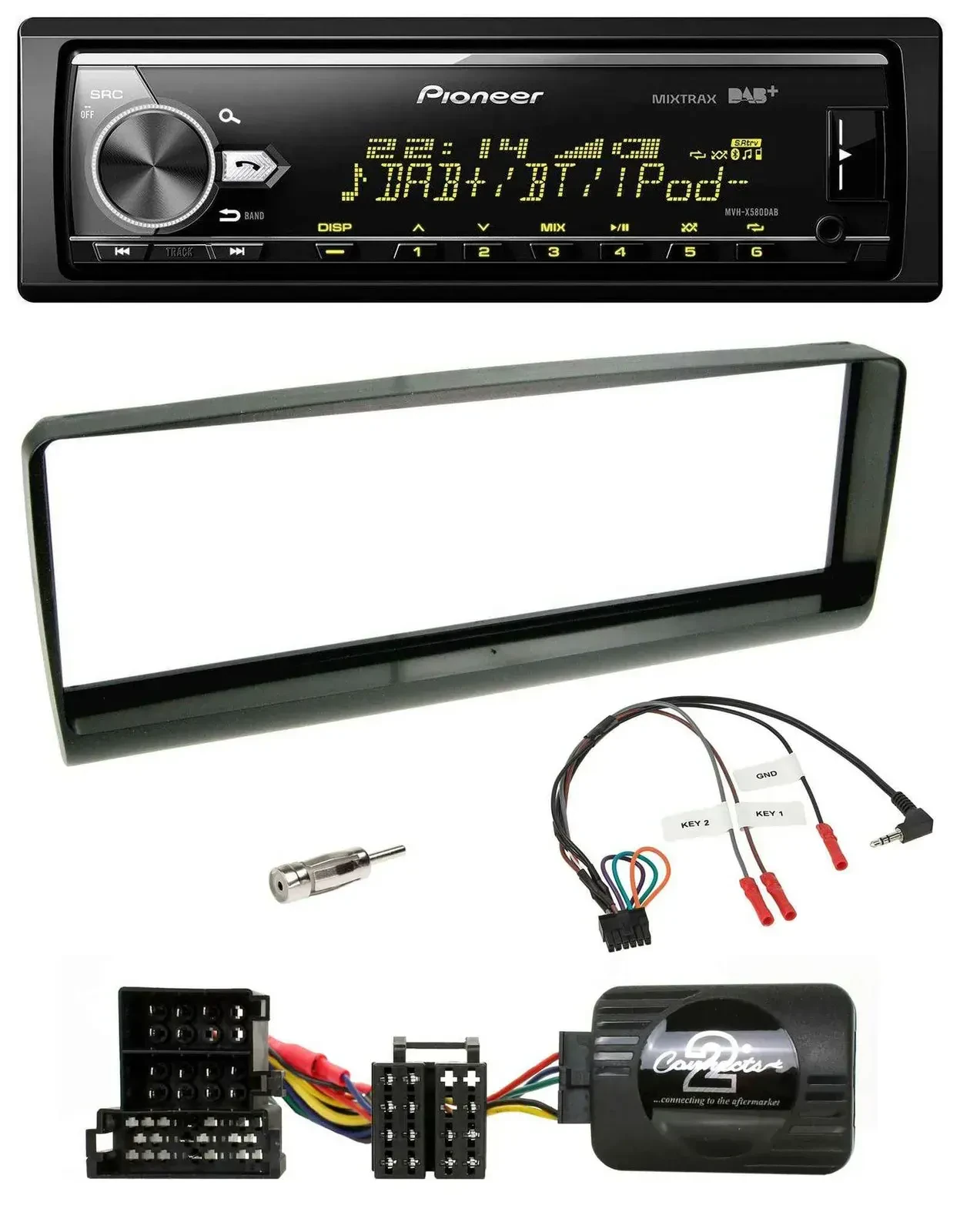 Автомагнитола Pioneer Bluetooth USB DAB для Alfa Romeo 156 (2000–2001), черная