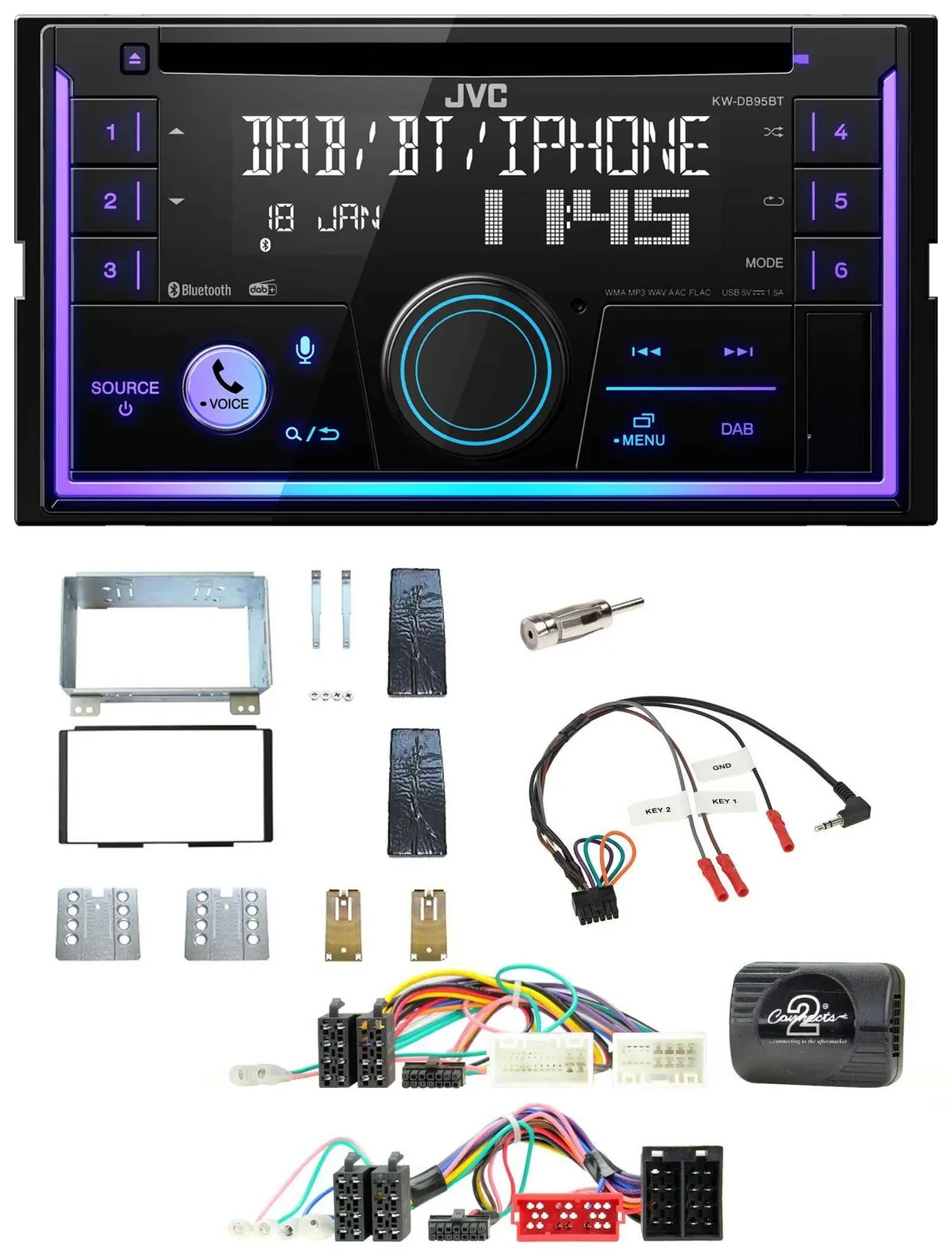 JVC Lenkrad USB 2DIN DAB Bluetooth CD Autoradio für KIA Carnival II VQ 2006-2011
