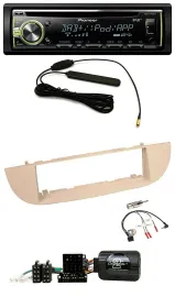 Автомагнитола Pioneer CD/MP3, USB, DAB для Fiat 500 (с 2007), перламутрово-серый/бежевый, поддержка управления с руля