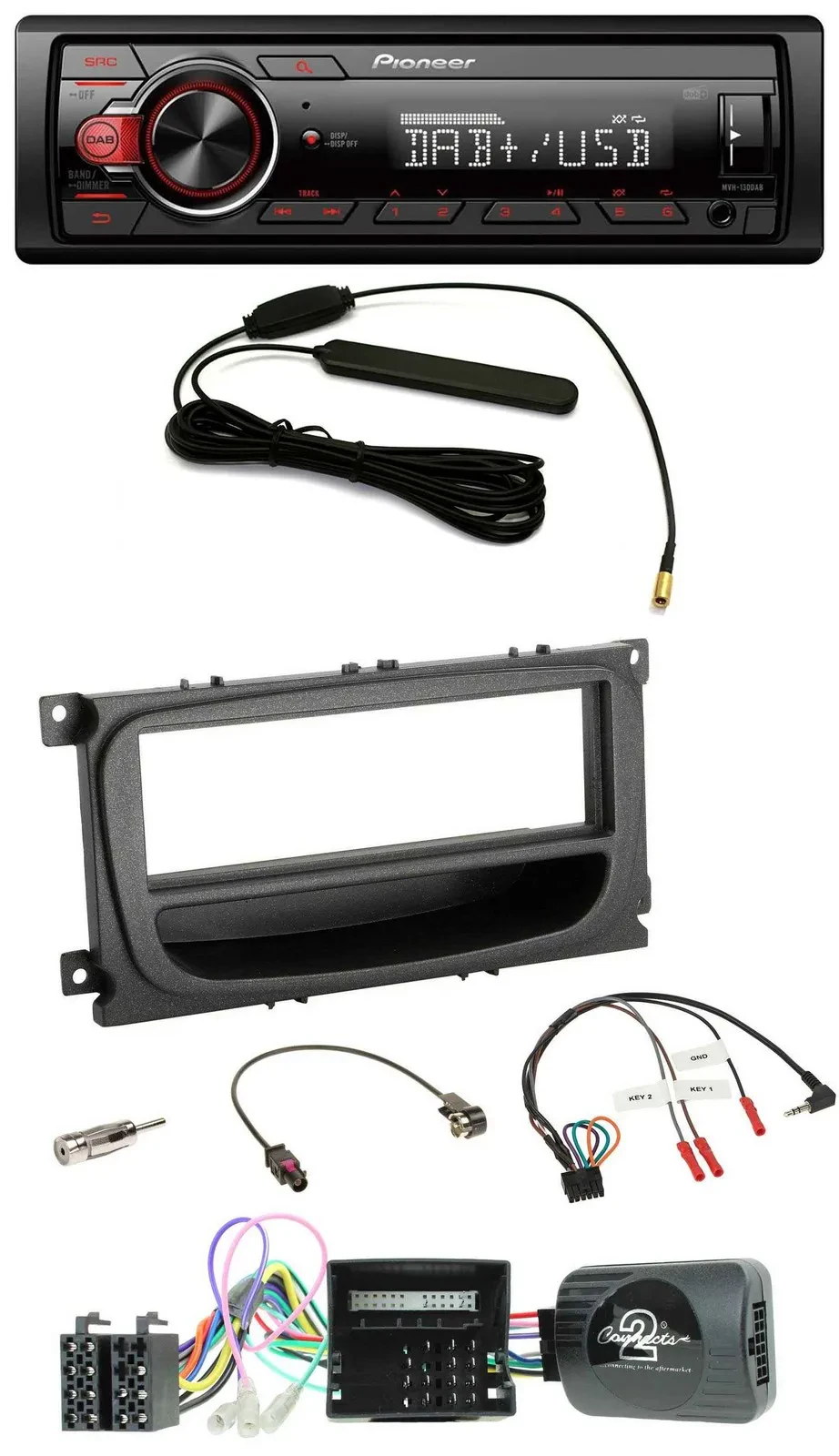Pioneer MP3 DAB 1DIN Lenkrad USB Autoradio für Ford C-Max Focus Can 07-10 Galaxy