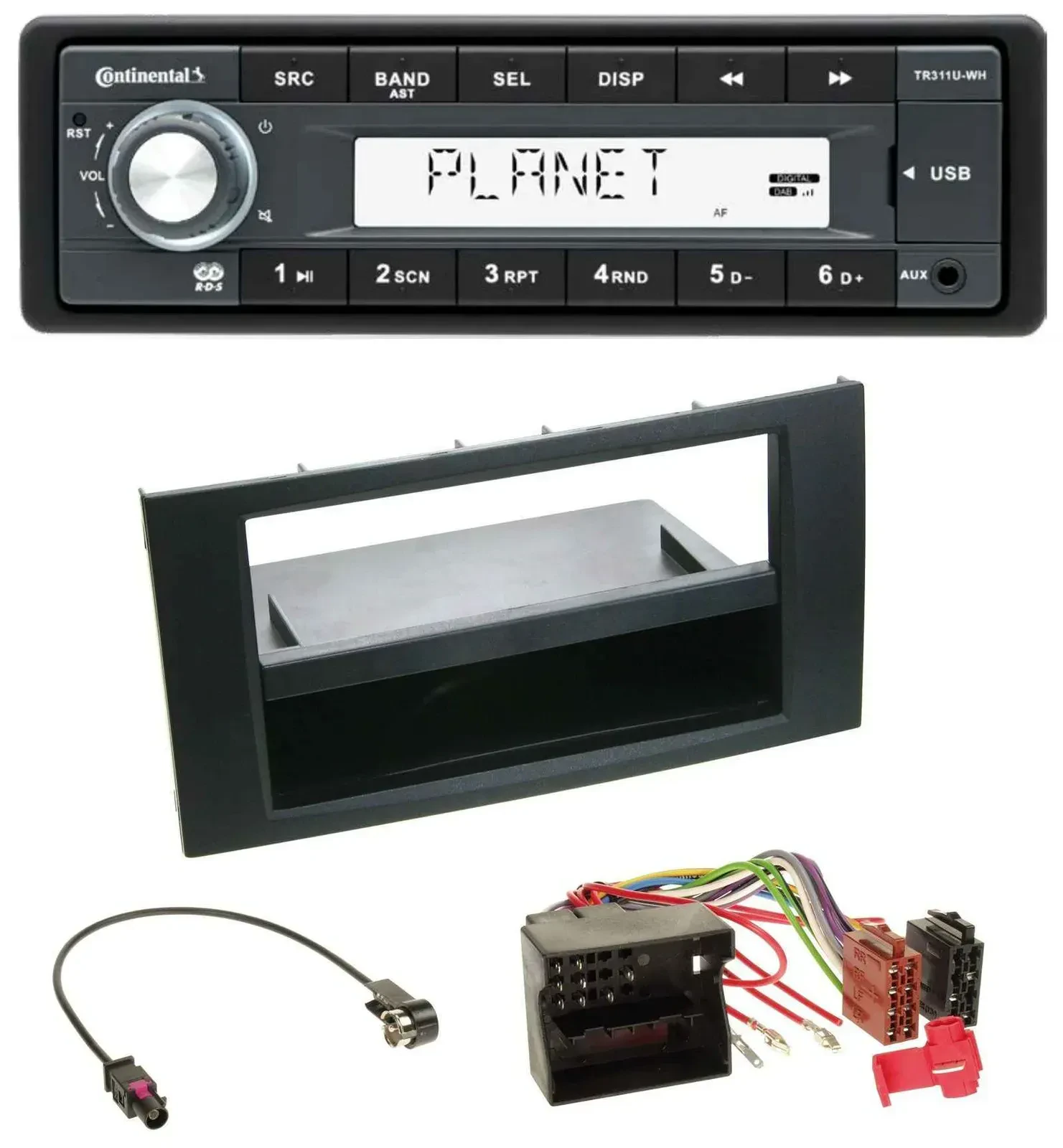 Continental USB MP3 AUX 1DIN Autoradio für Ford Fusion Transit Kuga 05-12 schwar