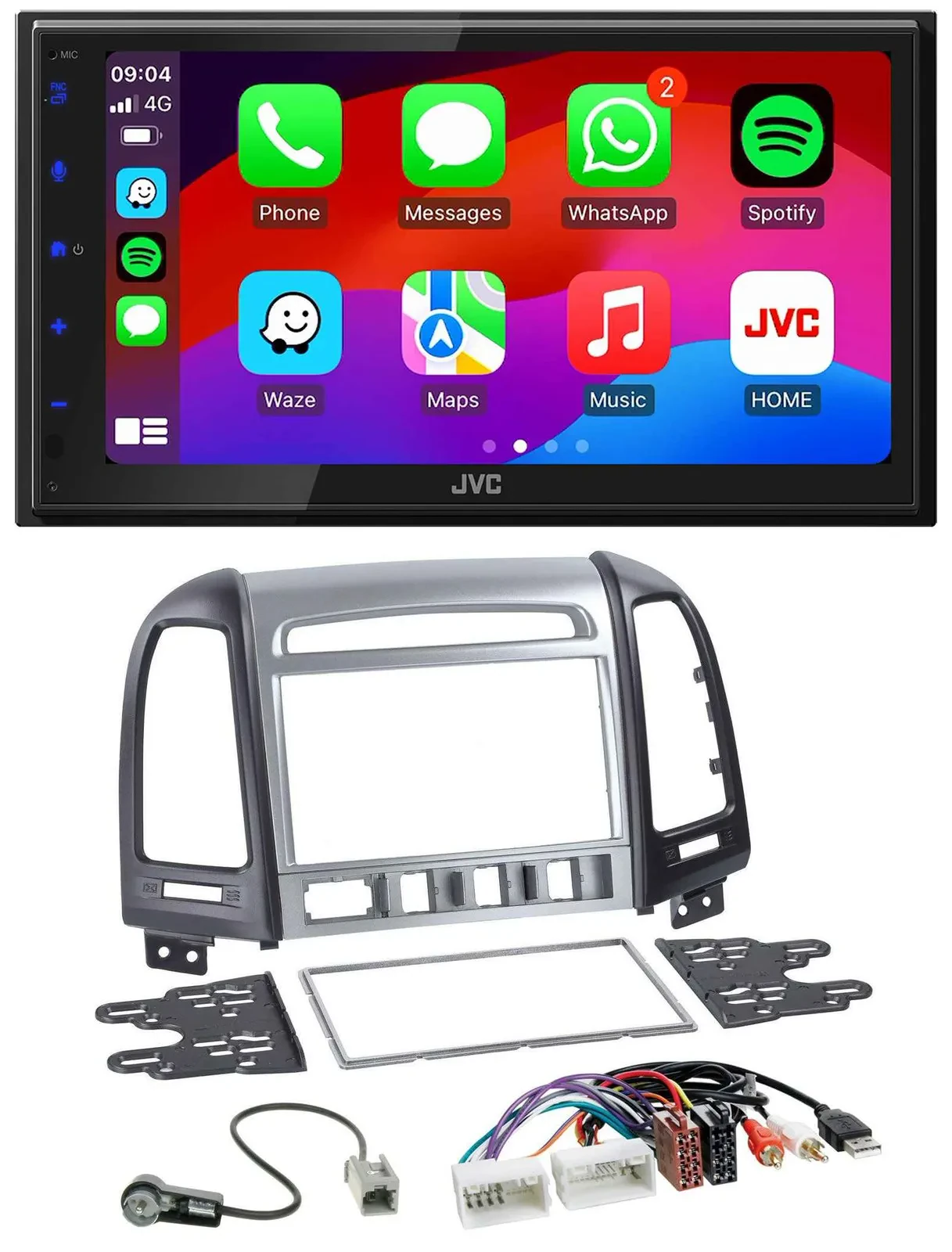 Автомагнитола для Hyundai Santa Fe JVC 2-DIN DAB Bluetooth USB MP3 AUX