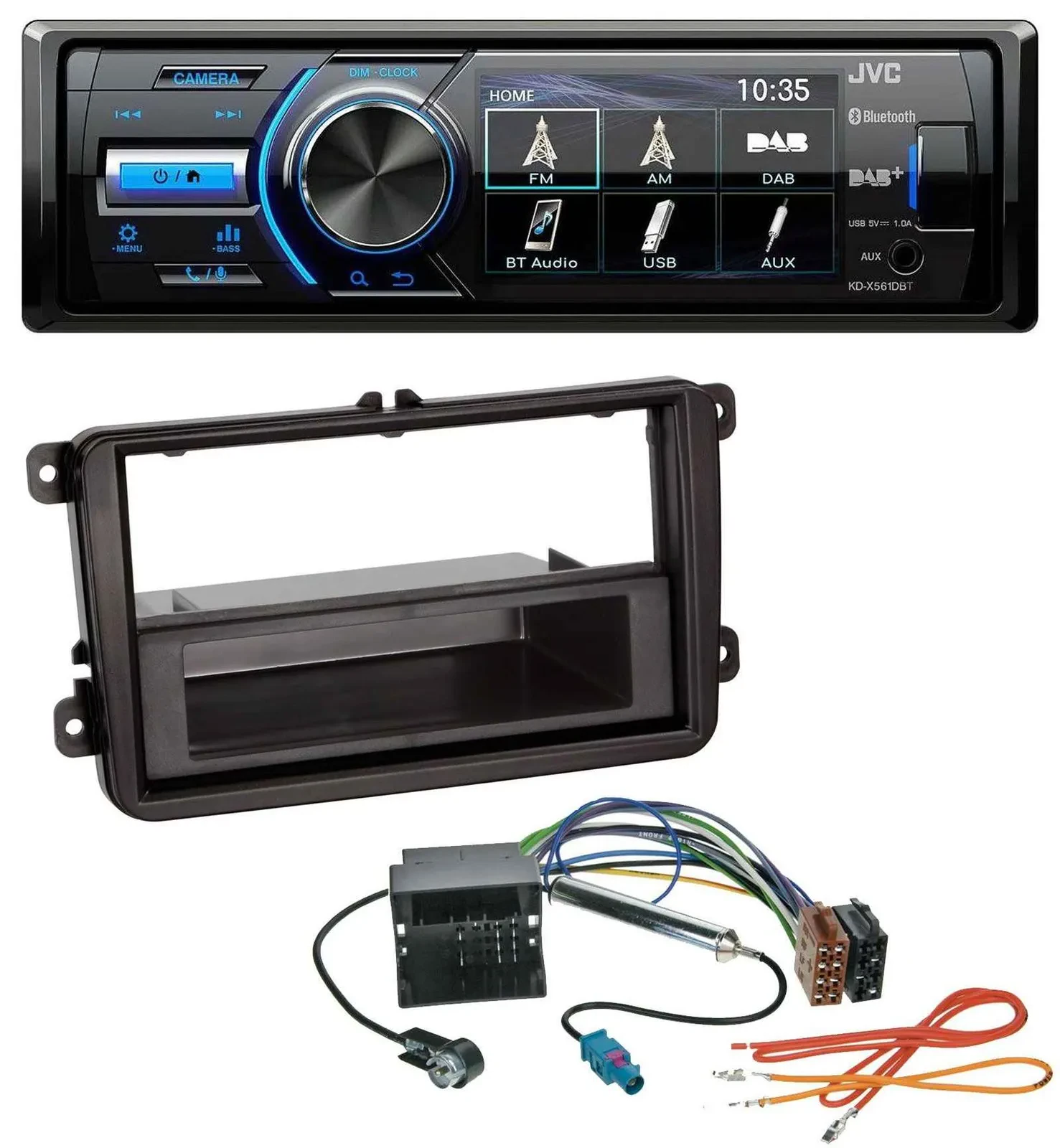 Автомагнитола JVC Bluetooth MP3 USB DAB для VW Passat 05–10, Polo 09–14, Scirocco