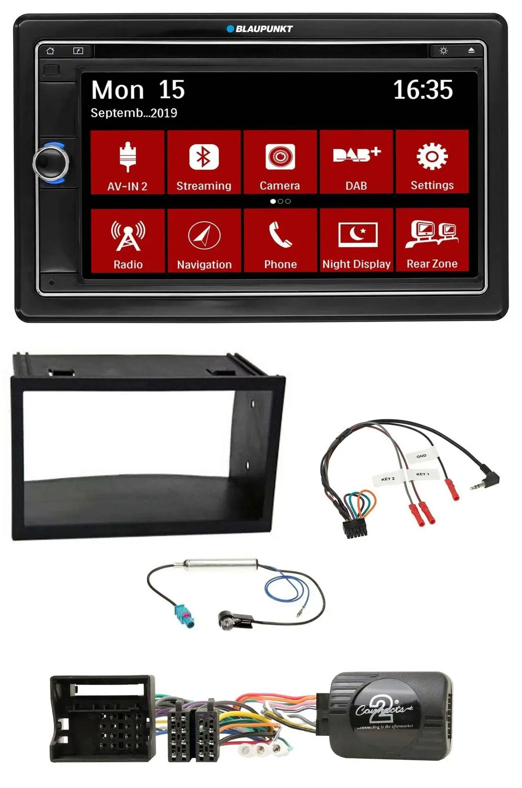 Blaupunkt Lenkrad DAB TMC 2DIN USB Bluetooth Navigation für VW Polo Passat Quadl