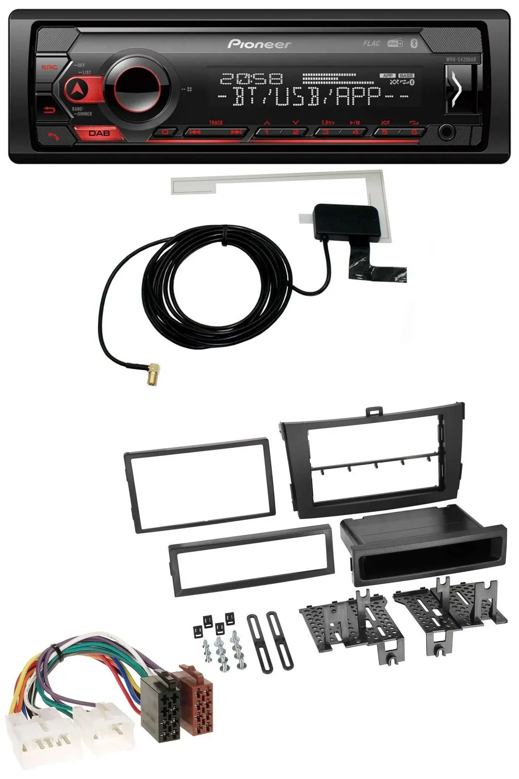 Pioneer DAB USB MP3 Bluetooth Autoradio für Toyota Corolla ab 2009 schwarz