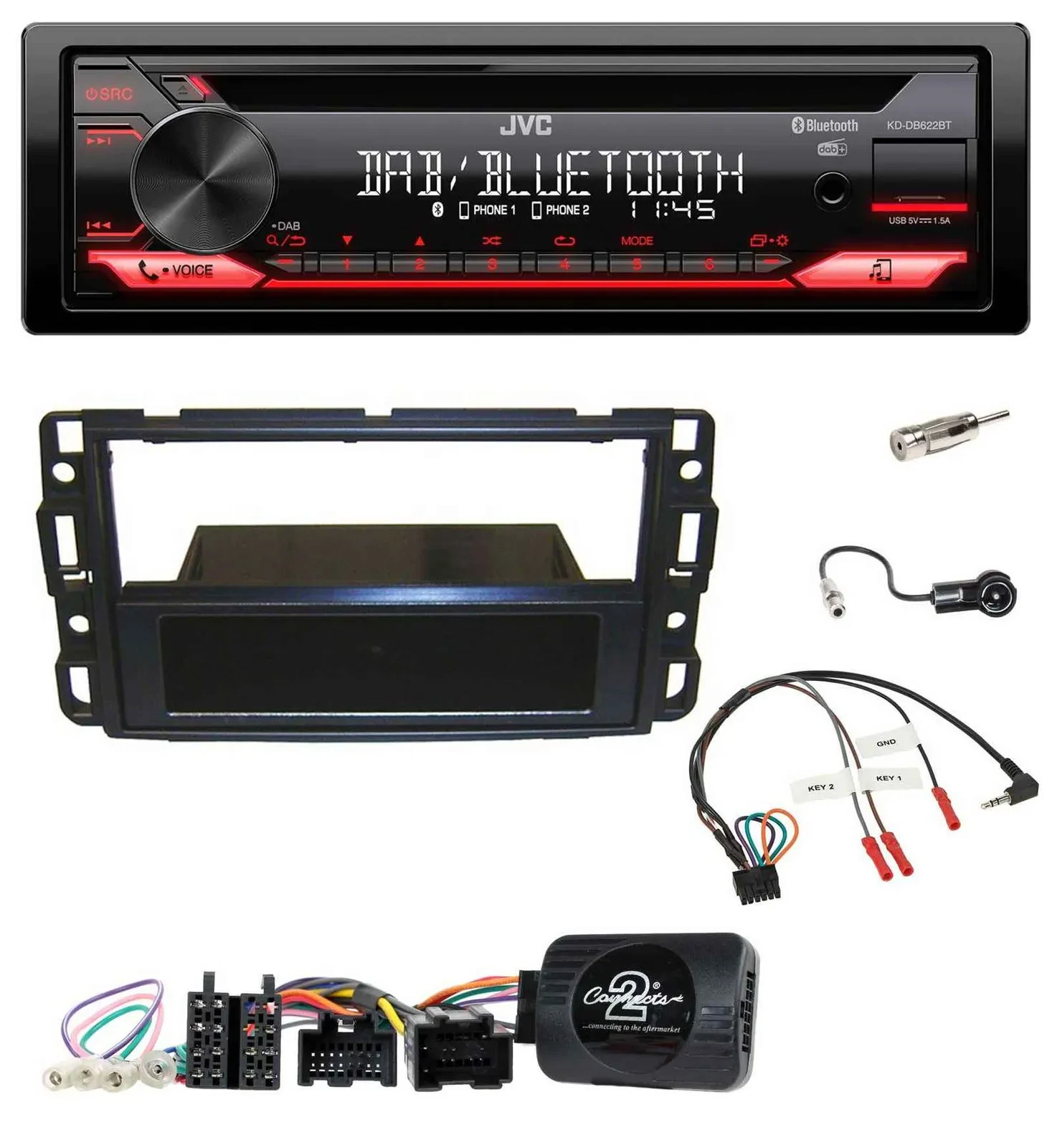 JVC CD DAB USB Bluetooth Lenkrad Autoradio für Cadillac BLS YSCF 2006-2010