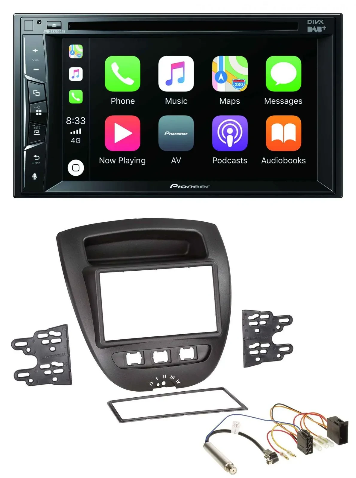 Pioneer MP3 USB DVD Bluetooth DAB 2DIN Autoradio für Peugeot 107 Citroen C1 Toyo